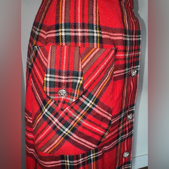 Vintage Abercrombie & Fitch Red Plaid Button-Front Maxi Skirt Size 8-READ - Picture 10 of 16